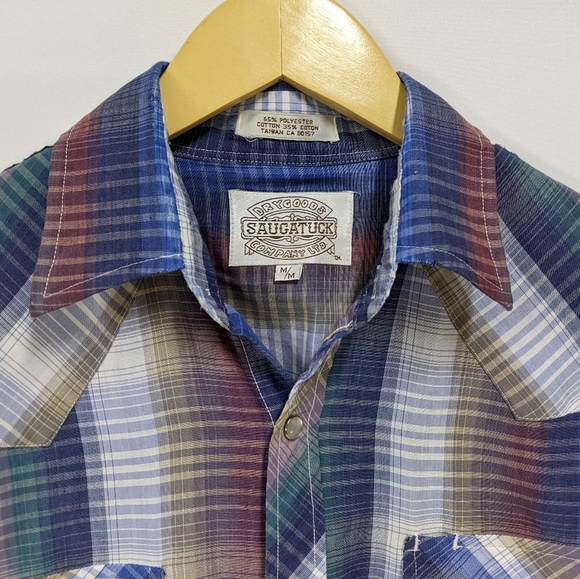 Vintage Dry Goods Saugatuck Rainbow Plaid Wester button down, short sleeve, med - Picture 5 of 11